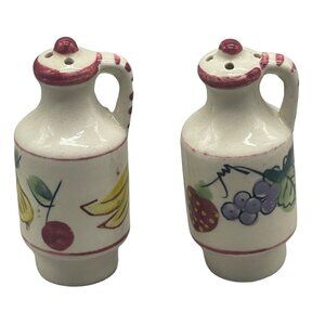 Vintage salt pepper shaker jug fruit pitcher grapes banana strawberry pear READ
